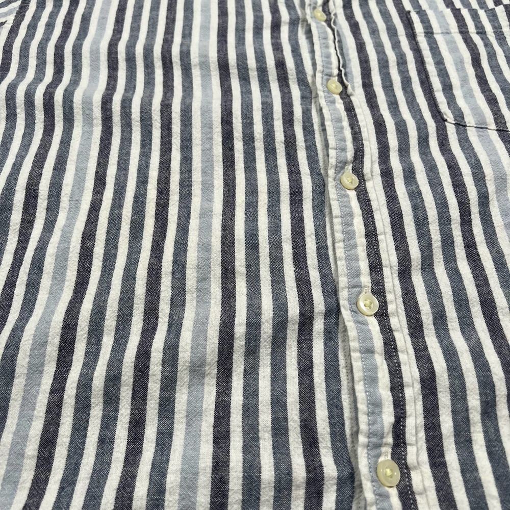 Goodfellow  XXL Striped Linen Button Up Beach Shirt Blue and White - Picture 6 of 7